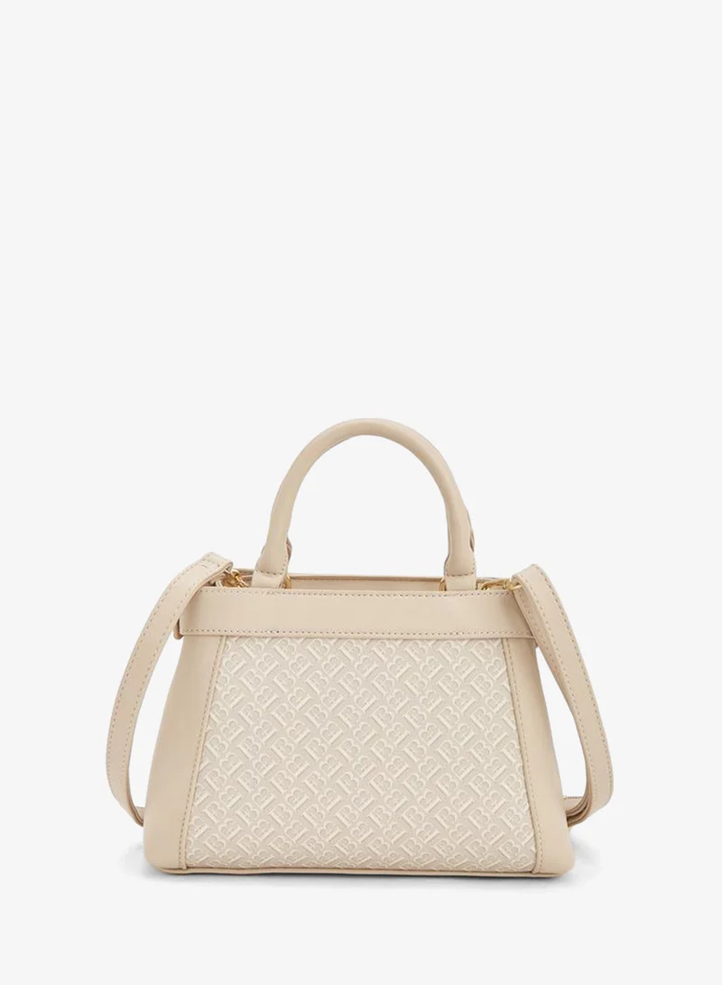 Flora Bella By Shoexpress Beige Monogram Print Tote Bag With Detachable Strap for Women | Best Price UAE