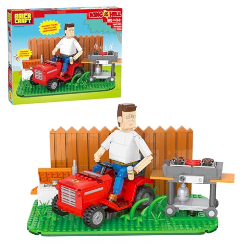 Brickcraft King of The Hill Hank Hills Backyard Building Kit 586Piece Set Hank Hill Figure Lawn Mower Grill Cooler Animated TV Show Collectible Display Xmas Christmas - Image 1