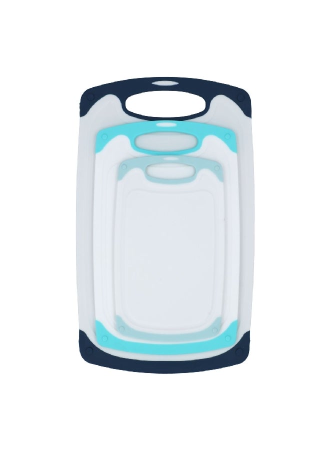 كور كيتشن ألواح تقطيع من سلسلة مضادة للميكروبات 3 قطع أبيض وأزرق 3.067 × 27.6 × 42.2 سم AC31700 - Image 1