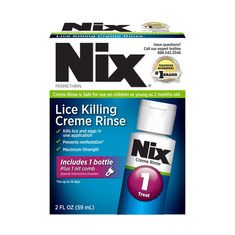 Nix Lice Killing Creme Rinse Extra Strength and Lice Comb, 2 Fl Oz - Image 1