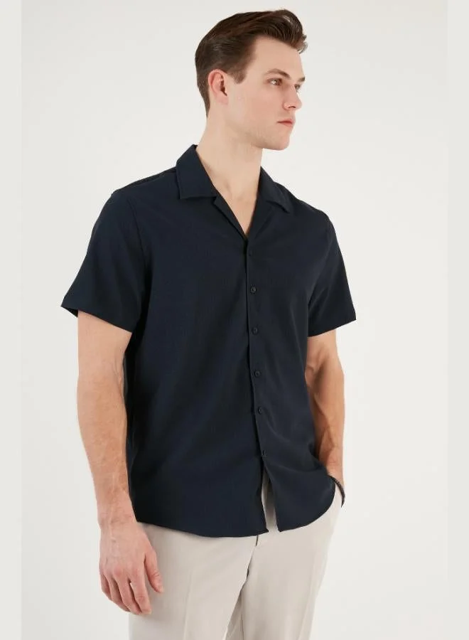 بوراتي قميص رجالي قصير الأكمام بقصة عادية من بوراتي، ياقة أباتشي