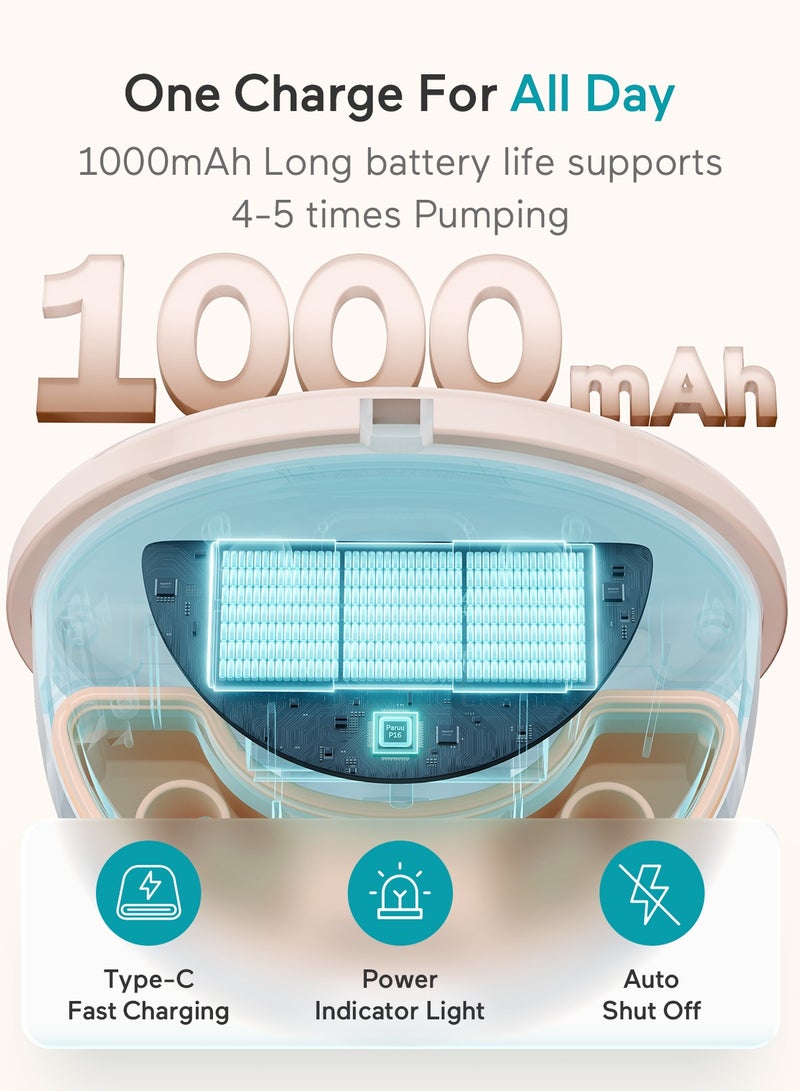 Paruu مضخة ثدي قابلة للارتداء 4 أوضاع، 12 مستوى، 240 جرام، خالية من BPA، مضخة ثدي بدون استخدام اليدين، مريحة، مانعة للتسرب، شفط قوي - Image 5