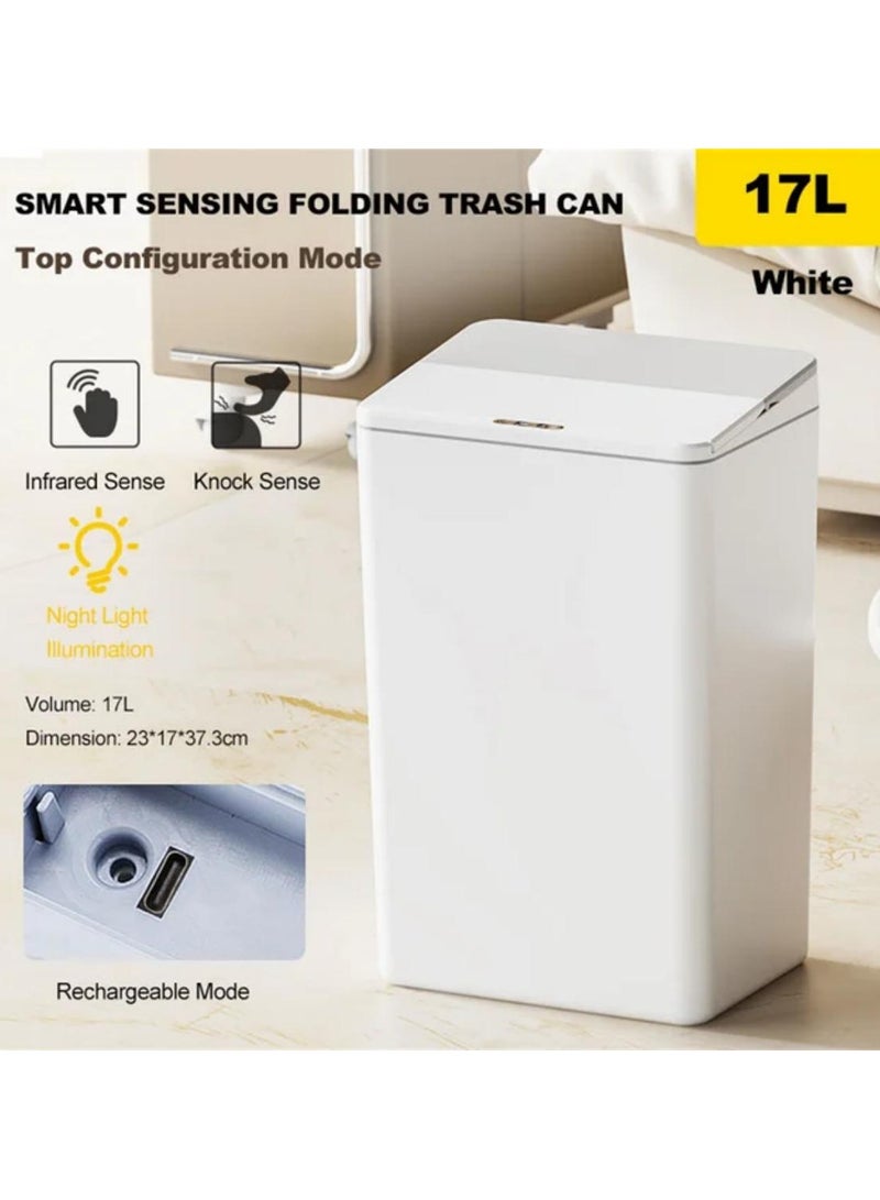 17L Induction Trash Can With Night Light Type-C Recharging Automatic Wastebin For Bathroom Kitchen Toilet Wastebasket Smart Home  - Image 2