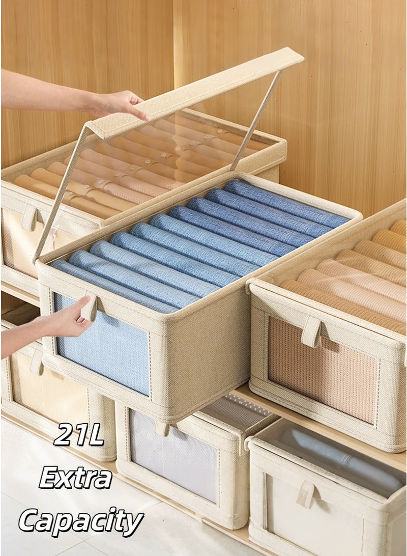 ميرتينج 6 قطع من حقائب التخزين وصناديق أدراج الملابس مع أغطية ومنظمات تخزين الملابس المرئية ومجموعة مكعبات تخزين الملابس القابلة للطي وصناديق الخزانة لتخزين الملابس والمناشف والألعاب والملابس الداخلية ومجموعة صناديق الفساتين - Image 2