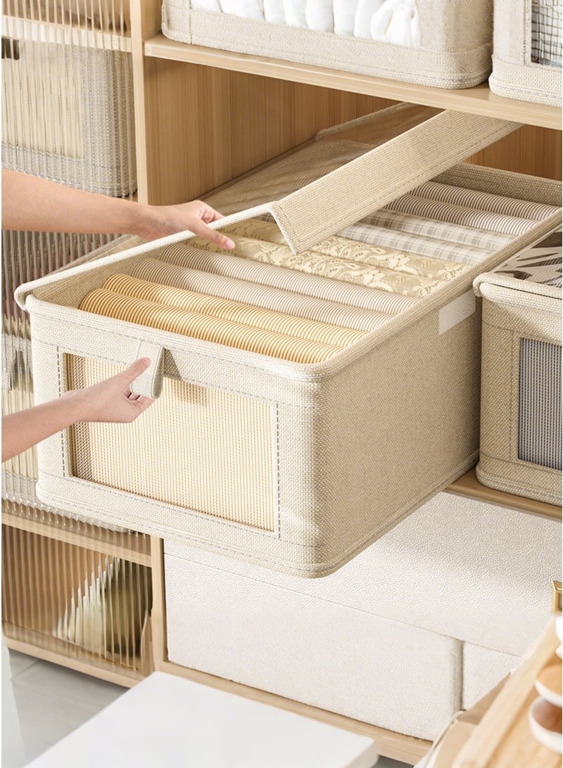 ميرتينج 6 قطع من حقائب التخزين وصناديق أدراج الملابس مع أغطية ومنظمات تخزين الملابس المرئية ومجموعة مكعبات تخزين الملابس القابلة للطي وصناديق الخزانة لتخزين الملابس والمناشف والألعاب والملابس الداخلية ومجموعة صناديق الفساتين - Image 3