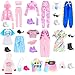 HONLAELLA 24 PCS Doll Clothes Accessories 8 Set Clothing Includes Sport Outfit Hooded Dress Sportsuits Skirt with 8 Pairs of Shoes 8 Accessories for 115 Inch Girl Dolls Cool Style Set - Image 2