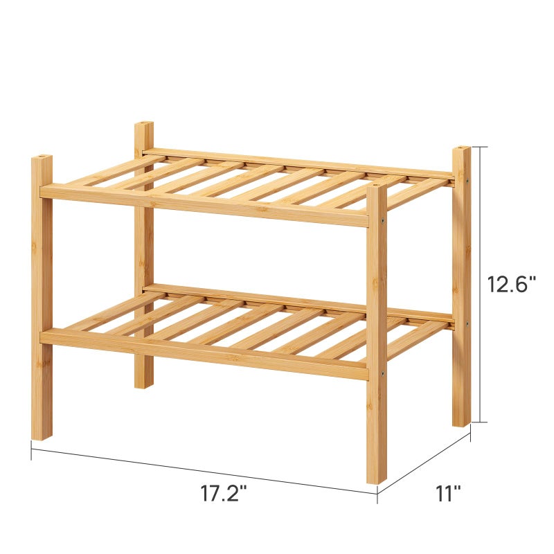viewcare Small Shoe Rack, 2-Tier Shoe Rack for Entryway, Bamboo Wood Shoe Shelf for Closet & Hallway, Long 17.2IN | Beautiful | Functional | Sturdy | Durable - Image 5