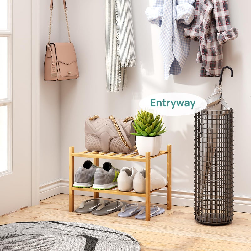 viewcare Small Shoe Rack, 2-Tier Shoe Rack for Entryway, Bamboo Wood Shoe Shelf for Closet & Hallway, Long 17.2IN | Beautiful | Functional | Sturdy | Durable - Image 2