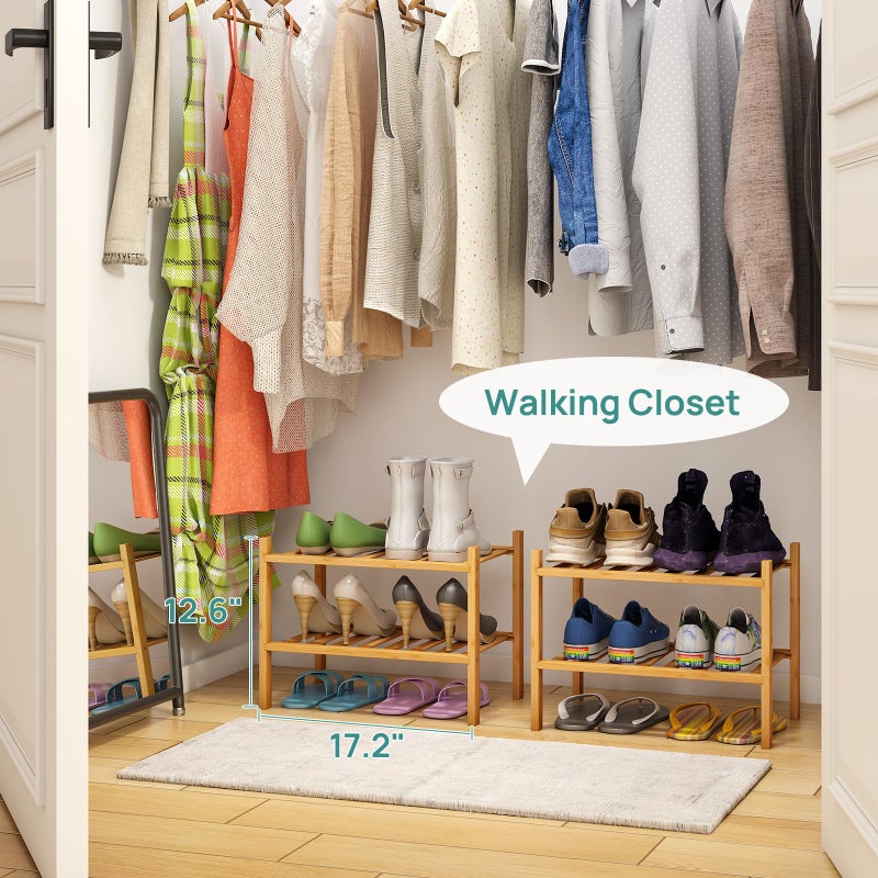 viewcare Small Shoe Rack, 2-Tier Shoe Rack for Entryway, Bamboo Wood Shoe Shelf for Closet & Hallway, Long 17.2IN | Beautiful | Functional | Sturdy | Durable - Image 3