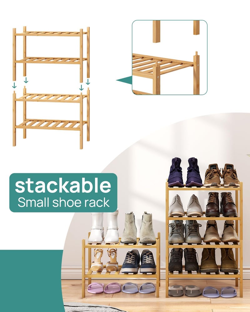viewcare Small Shoe Rack, 2-Tier Shoe Rack for Entryway, Bamboo Wood Shoe Shelf for Closet & Hallway, Long 17.2IN | Beautiful | Functional | Sturdy | Durable - Image 4
