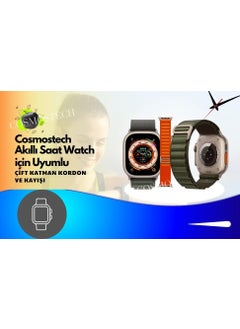 Cosmostech Compatible for Smart Watch Watch 42MM 44MM 45MM 49MM 1/2/3/4/5/6/se/7/8/ultra Double Layer Band and Strap Black(Orange)  - Image 5