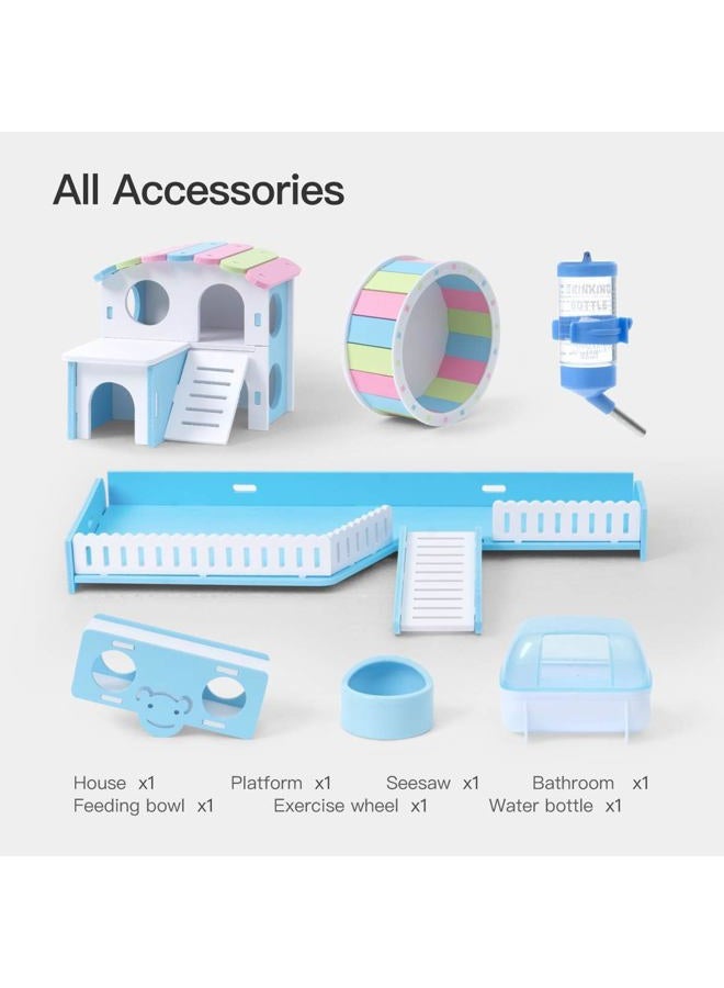 ROBUD Large Hamster Cage Gerbil Haven Habitat Small Animal Cage (Blue) - Image 5