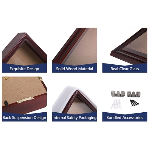 ARRAWIS Solid Wood Flag Display Case with Mahogany Finish - 5'x9.5' Burial Flag Case for Veteran - Personalized Memorial Shadow Box with DIY Sticker Kit - Mantel & Wall Mount - Image 5