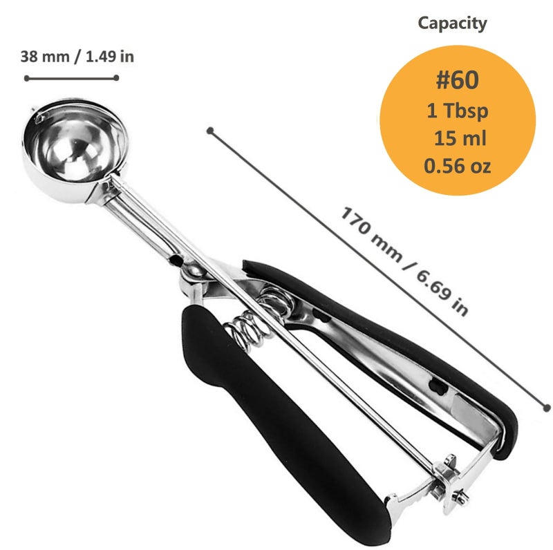 LLESCA Cookie Scoop, Ice Cream Scoop, 1Tbsp/15 ml/0.5oz Cookie Scoops for Baking, 18/8 Stainless Steel Cookie Scooper for Baking, Ice Cream Scooper with Trigger Release, Cookie Dough Scoop with Non-slip Grip - Image 5