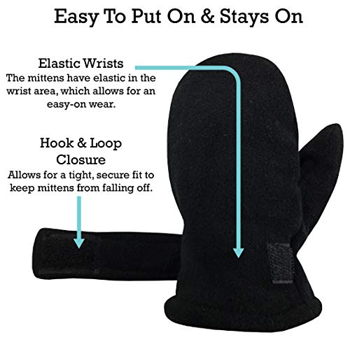 N'Ice Caps Baby Toddler Mittens Kids 2 Pairs Fleece Gloves Winter Warm Sherpa Lined (Navy Train/Black Solid Pack, 2-3 Years) - Image 5