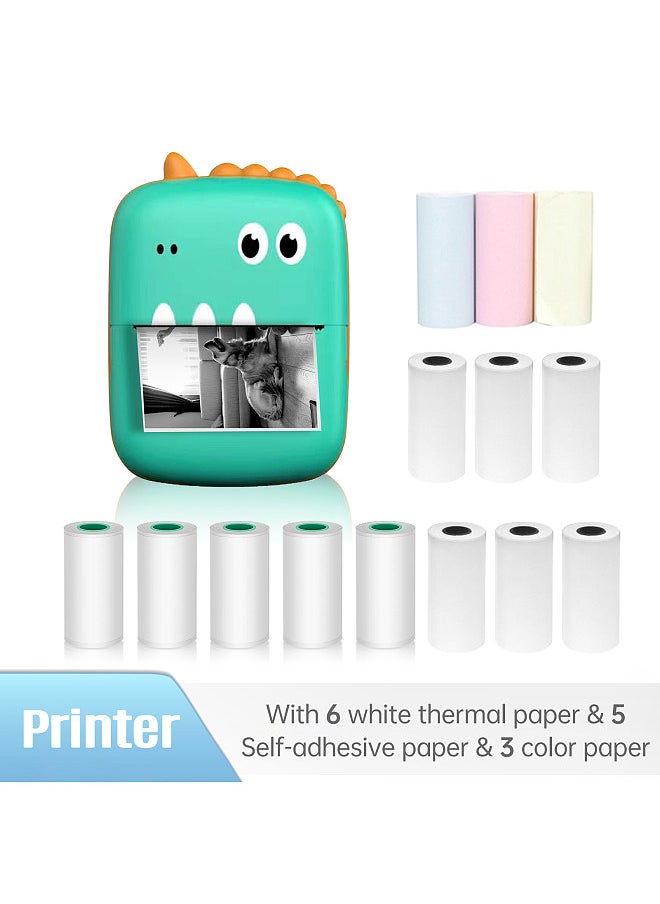 Generic - Mini Thermal Printer Multifunction Portable Sticker Maker Instant Photo Inkless Printing Support BT Connection for Smartphone with 9 Paper Rolls 57mm + 5 Self-Adhesive Paper Rolls - Image 1