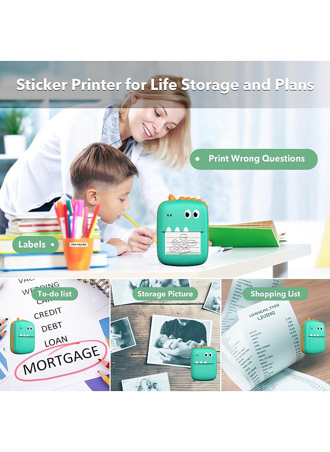 Generic Mini Thermal Printer Multifunction Portable Sticker Maker Instant Photo Inkless Printing Support BT Connection for Smartphone with 9 Paper Rolls 57mm + 5 Self-Adhesive Paper Rolls  - Image 5