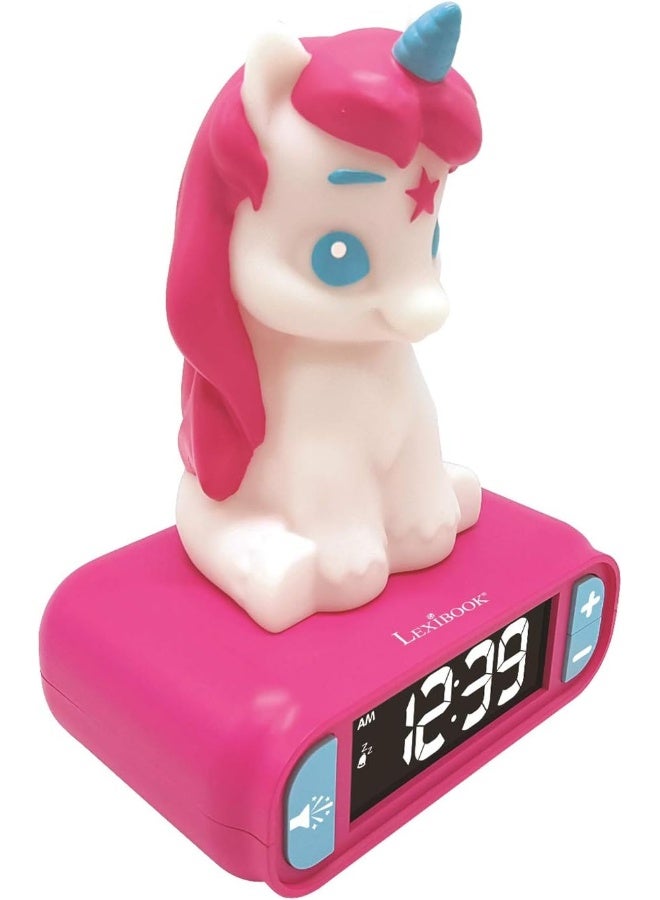 Lexibook Unicorn Digital Alarm Clock RL800UNI for Kids with LED Night Light, Snooze Function, Unicorn Sound Effects, Luminous LCD Display, Cute Bedside Table Clock for Children, Pink Unicorn-Themed Alarm Clock for Boys and Girls Bedroom - Image 2