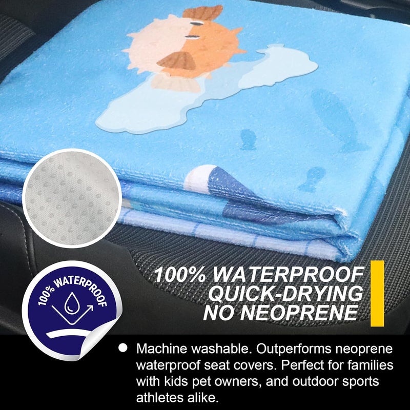 Back Seat Cover for Car Trucks Van SUV Jeep,Waterproof Rear Bench Towel Seat Covers for Dogs and Kids,Automotive Backseat Protector(Seaworld), CRSC-001 - Image 3