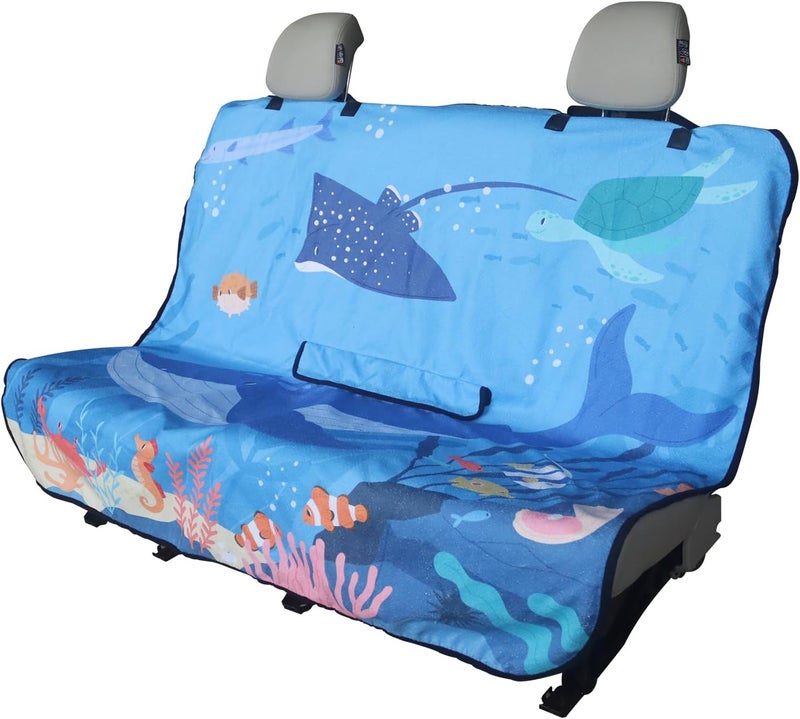 Back Seat Cover for Car Trucks Van SUV Jeep,Waterproof Rear Bench Towel Seat Covers for Dogs and Kids,Automotive Backseat Protector(Seaworld), CRSC-001 - Image 1