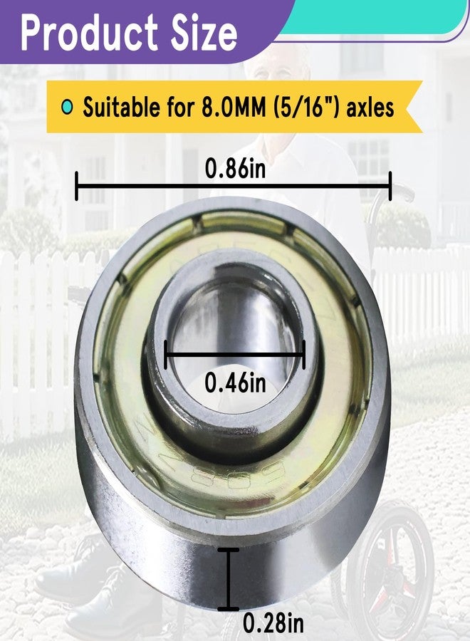Kamrexi 4PCS Rollator Caster Wheel Bearings, Wheelchair Bearings, Universal Wheel Bearings for Wheelchair Rollator Transport Chairs, ID8.0*OD22*T9mm, Compatible with 8.0MM (5/16") Wheel axles, STDS1011 - Image 3