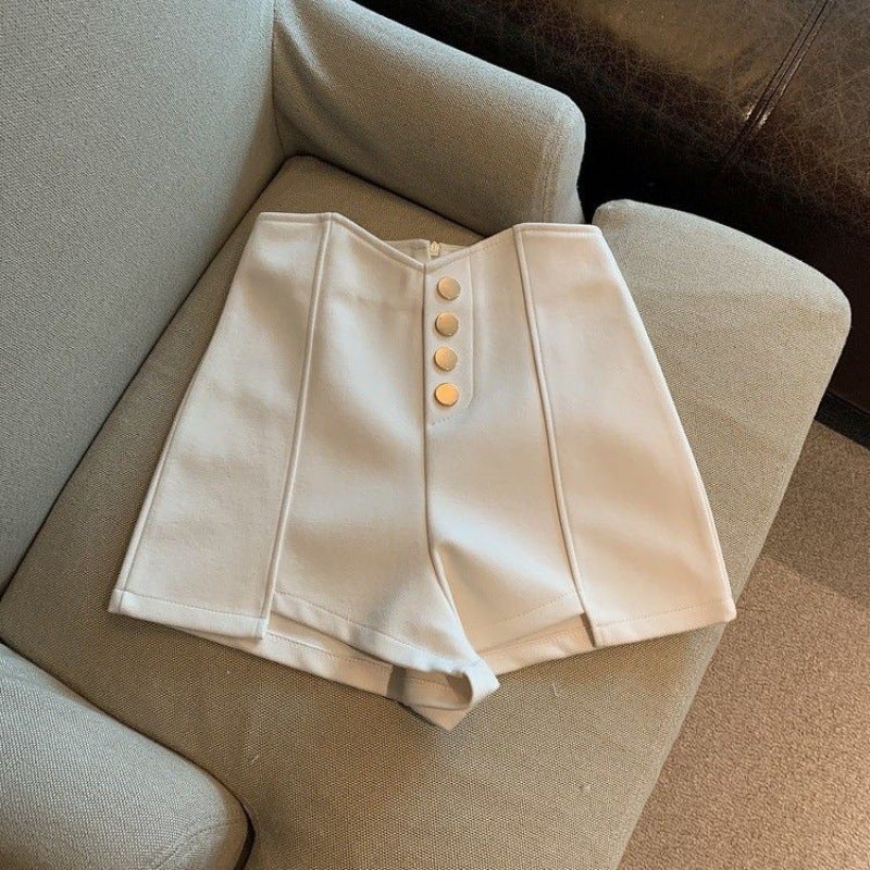 Plus Size High-Waisted Slimming Casual Loose-Fit Straight-Leg A- Lines Shorts Plus Size Womens Clothing Spring Summer New Style Apricot suit fabric 