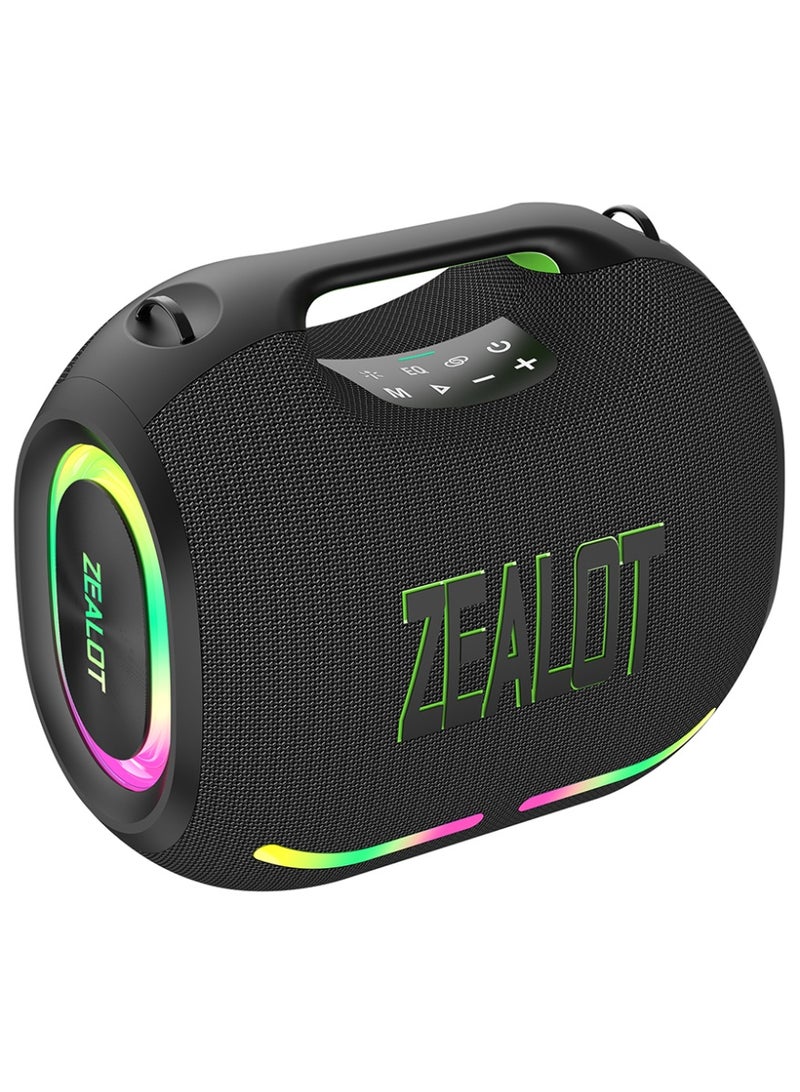 زيلوت مكبر صوت بلوتوث ZEALOT ZE01 120W المحمول المقاوم للماء IPX5 مع مضخم صوت لاسلكي خارجي ستيريو بصوت عالي مع bass عميق. بطارية كبيرة 24000 مللي أمبير لتشغيل مستمر حتى 48 ساعة. متوافق مع الهاتف/الكمبيوتر المحمول/الجهاز اللوحي/الكمبيوتر/التلفزيون. يدعم التشغيل عبر منفذ 3.5 مللي/يو إس بي/بطاقة TF. - Image 3