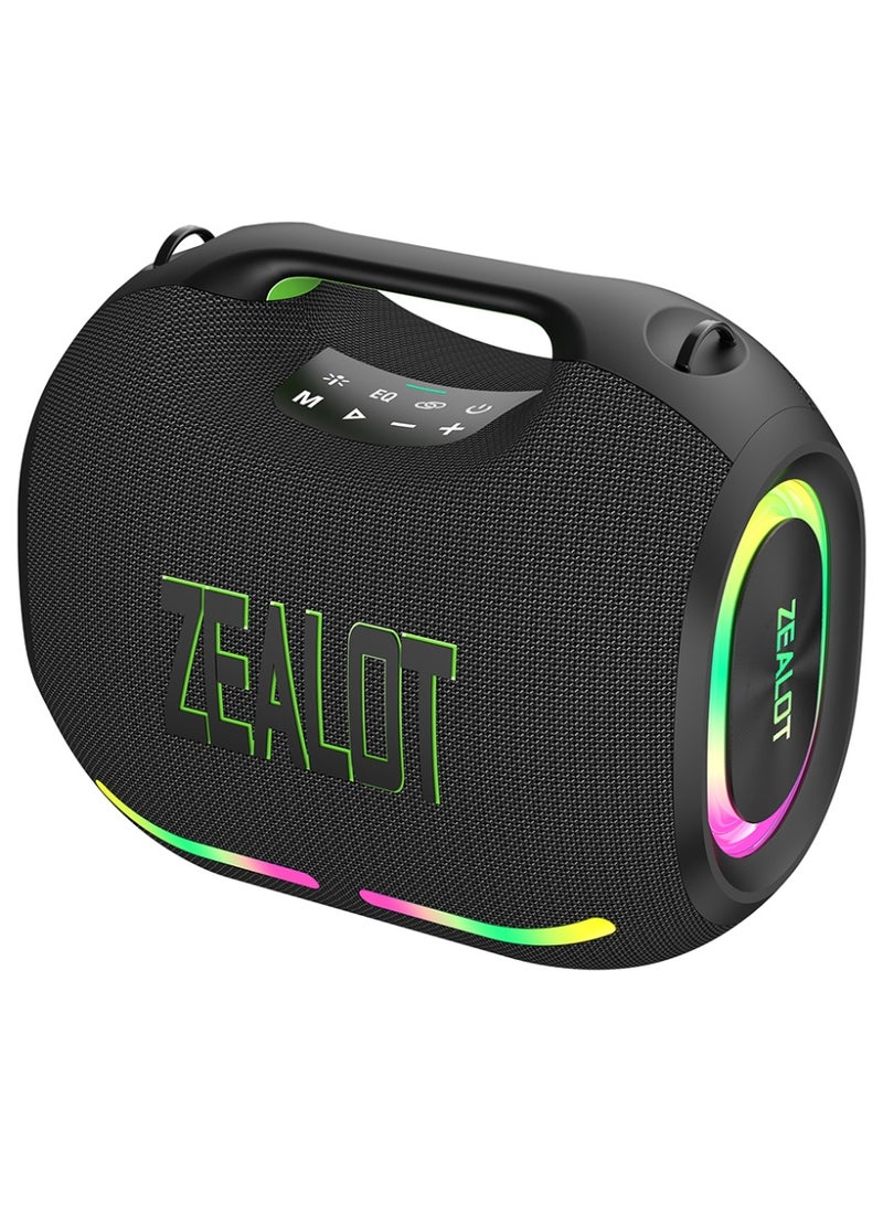 زيلوت مكبر صوت بلوتوث ZEALOT ZE01 120W المحمول المقاوم للماء IPX5 مع مضخم صوت لاسلكي خارجي ستيريو بصوت عالي مع bass عميق. بطارية كبيرة 24000 مللي أمبير لتشغيل مستمر حتى 48 ساعة. متوافق مع الهاتف/الكمبيوتر المحمول/الجهاز اللوحي/الكمبيوتر/التلفزيون. يدعم التشغيل عبر منفذ 3.5 مللي/يو إس بي/بطاقة TF. - Image 1