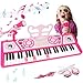 M SANMERSEN Kids Piano Keyboard 49 Keys Electronic Toy Keyboard Piano with Microphone Headphone for Beginners Multifunctional Musical Instruments Learning Pianos Keyboards Kid Gifts for Girls Pink - Image 2