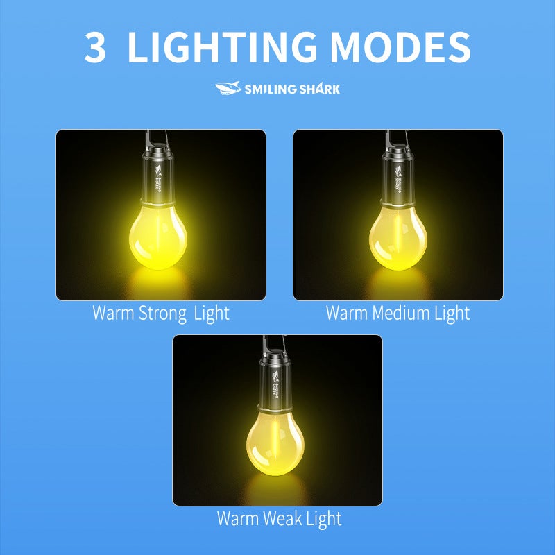 SMILING SHARK LED outdoor camping light bulb warm light rechargeable - Image 2