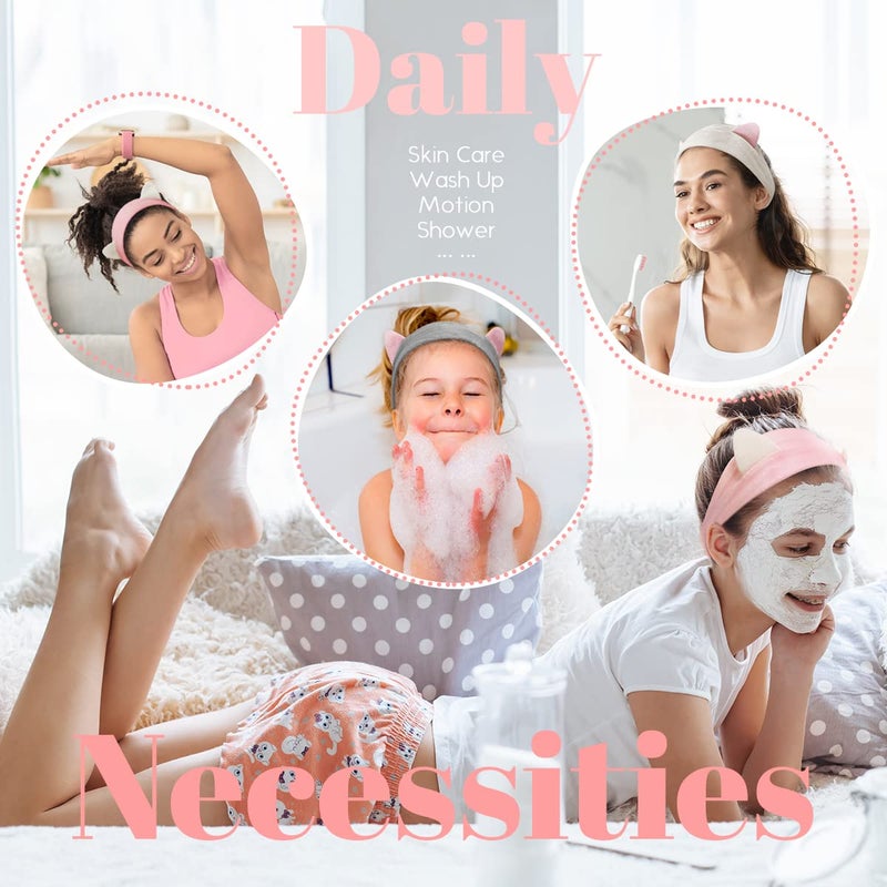 Dreamlover Christmas Stocking Stuffers & Holiday Gifts for Teen Girls, 3 Pieces Cat Ears Soft Velvet Skincare Headband, Reusable Hair Bands for Face Washing, Makeup, SPA, Sleepovers - Image 3