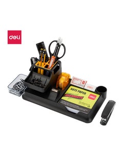 Deli E38252A Desk Organizer, 260×103×150mm, Black, Durable HIPS Material, 7 Compartments