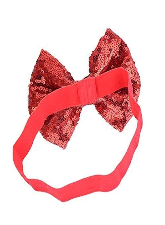 Shidara Baby Girls Headbands Big Boutique Bling Sparkly Glitter Sequin Hair Bows Headband Elastic Hair Bands Hair Accessories for Toddlers Infants Newborns | Multi | 6 Pieces - Image 4