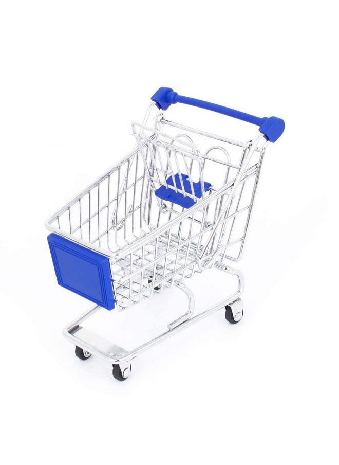 deziine deziine�2Pcs Mini Shopping Trolley Supermarket Handcart Shopping Utility Cart Mode Storage Toy (Color as per Availability) Silver  - Image 3
