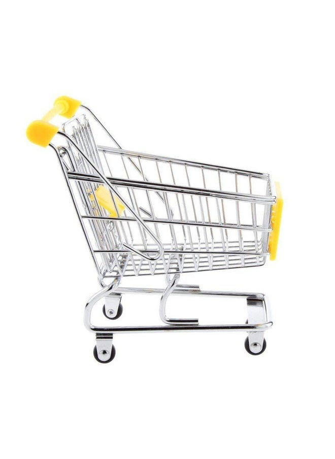 deziine deziine�2Pcs Mini Shopping Trolley Supermarket Handcart Shopping Utility Cart Mode Storage Toy (Color as per Availability) Silver  - Image 2