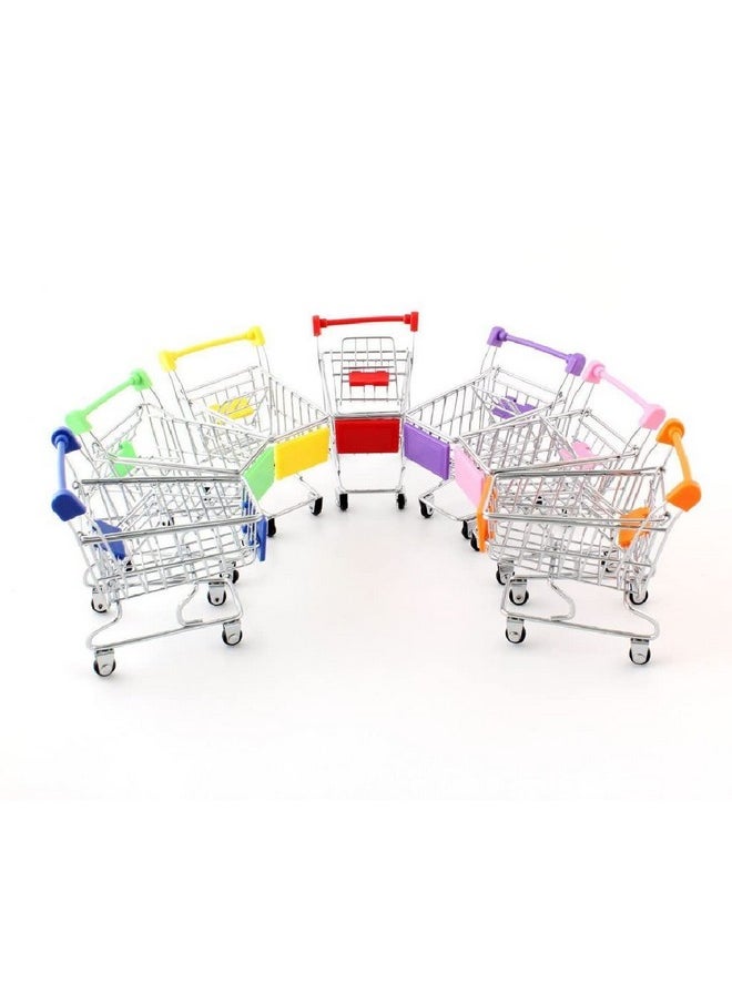 deziine deziine�2Pcs Mini Shopping Trolley Supermarket Handcart Shopping Utility Cart Mode Storage Toy (Color as per Availability) Silver  - Image 1