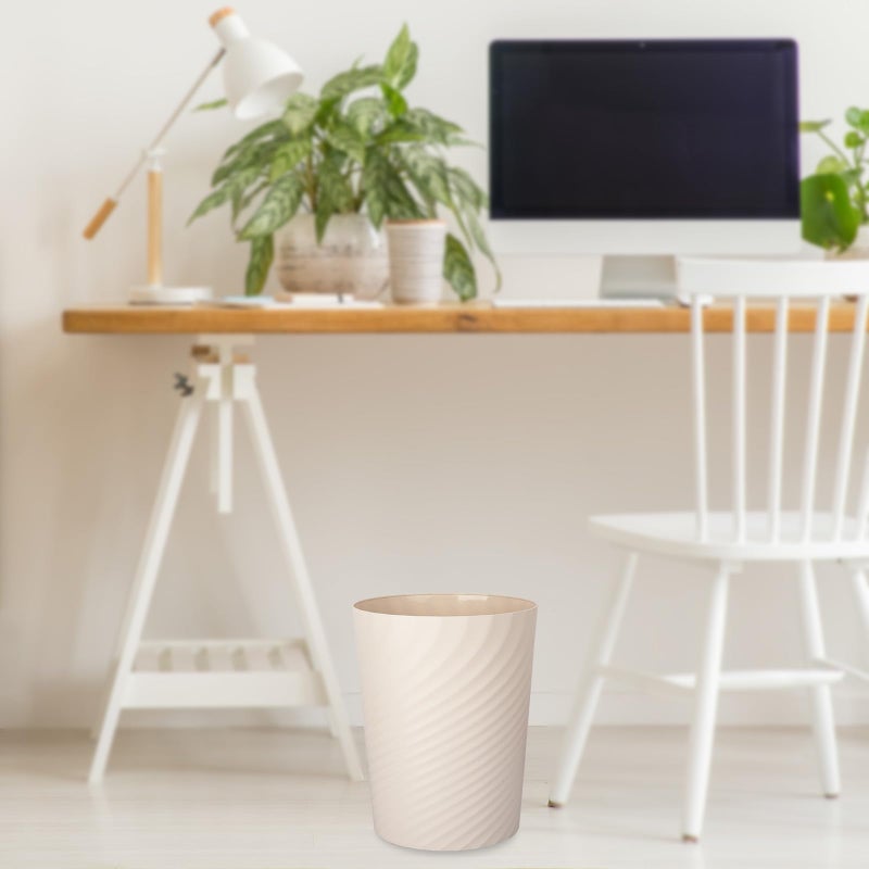 UUJOLY Plastic Small Trash Can Wastebasket, Garbage Container Basket for Bathrooms, Laundry Room, Kitchens, Offices, Kids Rooms, Dorms, (Beige, 1.8 Gallon) - Image 4