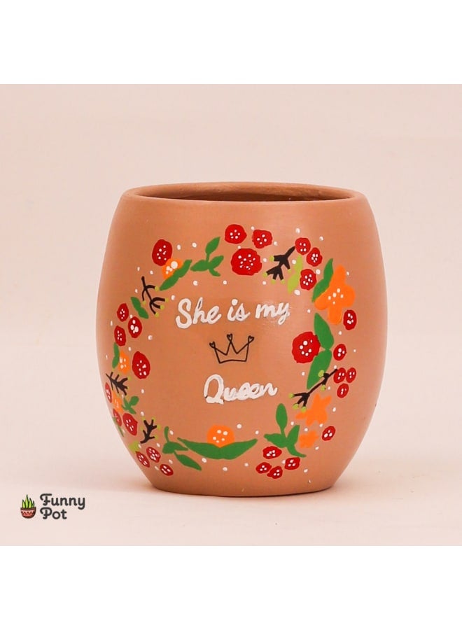 Handmade pottery empty pot - beige - 10*10 cm