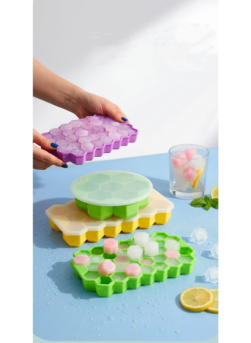 3-Pack Honeycomb Ice Cube Tray – 37-Slot, Silicone with Lid, Silicone Small Ice Cube Tray,Easy DIY Reusable Molds for Home - Image 4
