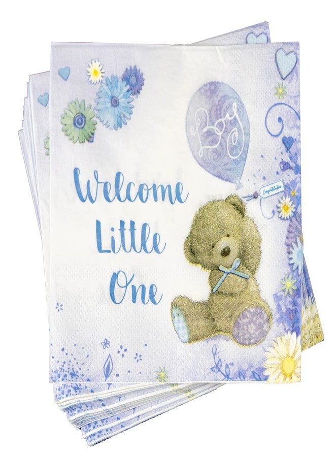 Iconikal 75-Count Baby Shower Party Napkins, Baby Boy, Baby Blue, Disposable Paper Party Napkins, Dinner Size - Image 1