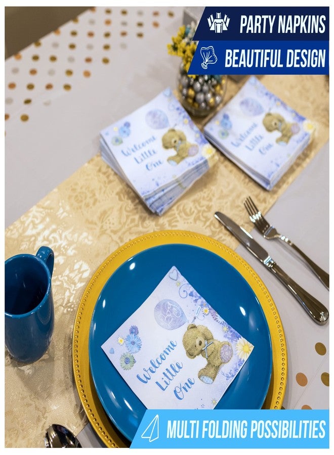 Iconikal 75-Count Baby Shower Party Napkins, Baby Boy, Baby Blue, Disposable Paper Party Napkins, Dinner Size - Image 2