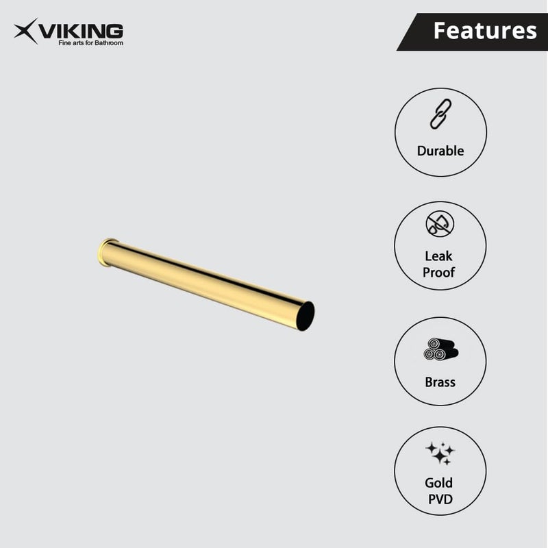 Viking Gold Pipe for Bottle Trap Escada - Premium Brass Construction, Dia 32mm (1-1/4"), Length 450mm (18") - Enhance Your Bathroom Décor with Style and Durability - Image 3