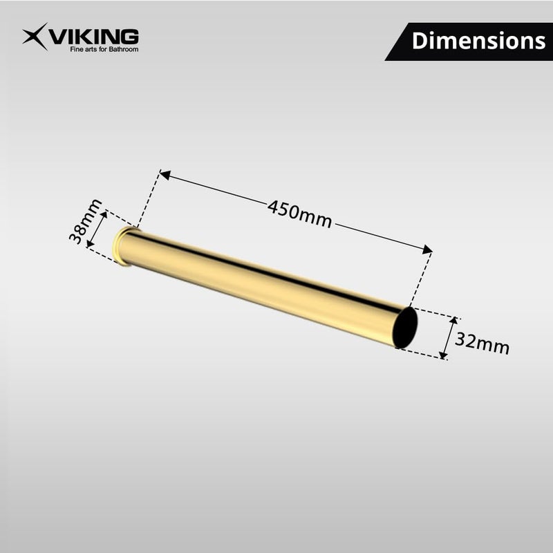 Viking Gold Pipe for Bottle Trap Escada - Premium Brass Construction, Dia 32mm (1-1/4"), Length 450mm (18") - Enhance Your Bathroom Décor with Style and Durability - Image 2