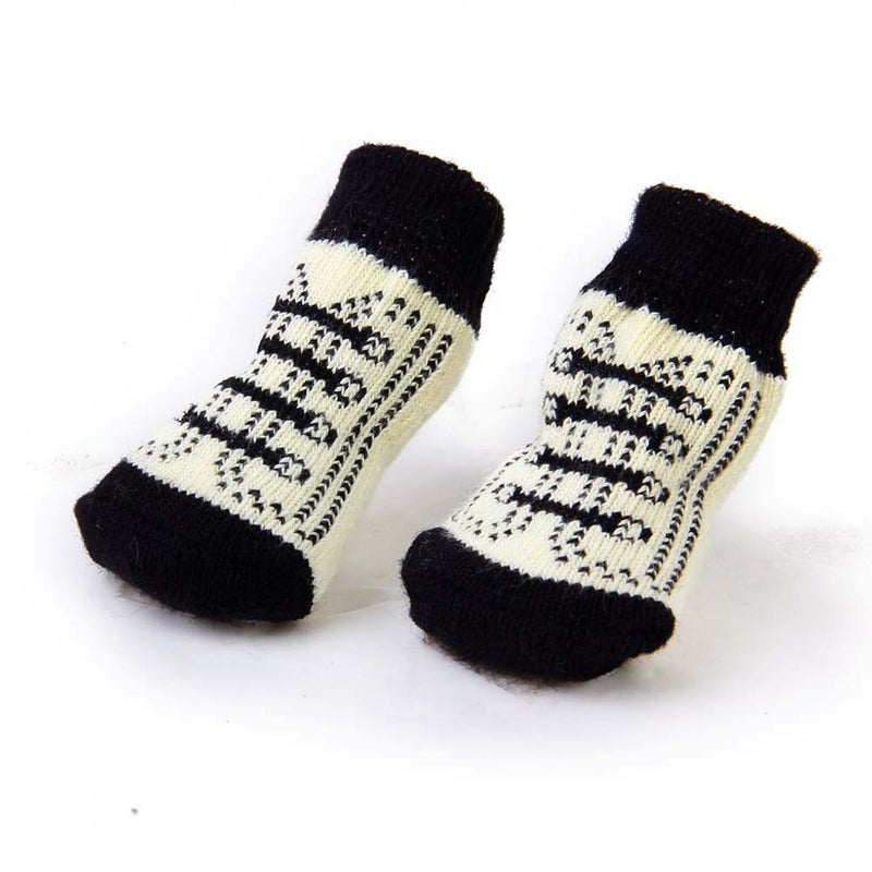 4pcs Cute Small Dog Puppy Cat Non- Socks with - Size XL (Black+White) - Image 5
