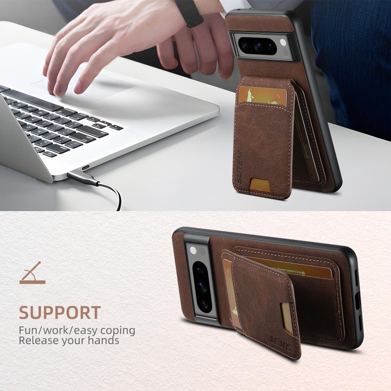 Suteni For Google Pixel 9 Pro H02 Litchi Leather Card Wallet Stand Back Phone Case(Brown) - Image 4
