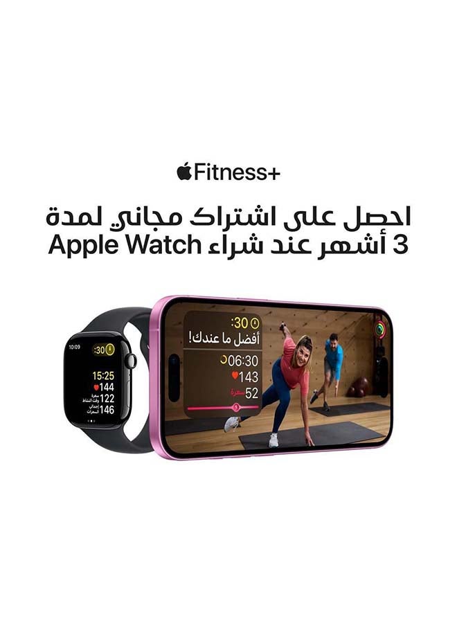 ابل  ساعة سلسلة 10 GPS خلوية 46 مم علبة تيتانيوم رمادية مع حزام رياضي أسود ML - Image 2