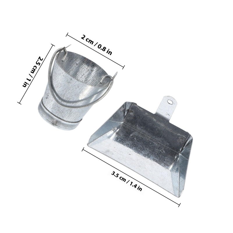 Miniature Metal Dustpan and Bucket Set for Dollhouse Decor DIY Crafts 10Pcs - Image 3