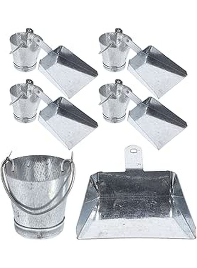 Miniature Metal Dustpan and Bucket Set for Dollhouse Decor DIY Crafts 10Pcs - Image 1