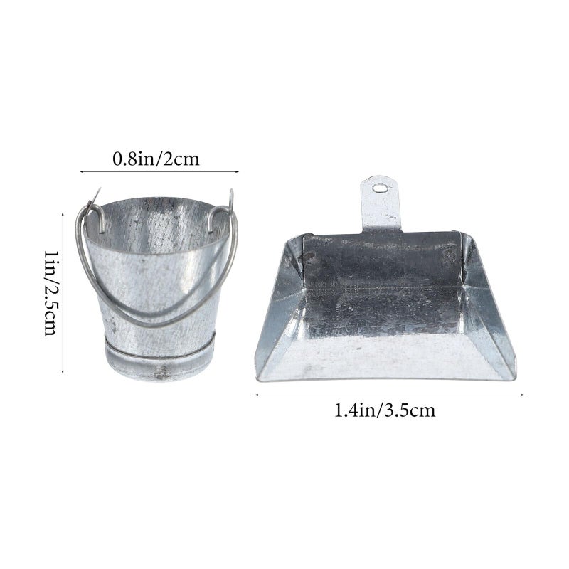 Miniature Metal Dustpan and Bucket Set for Dollhouse Decor DIY Crafts 10Pcs - Image 4