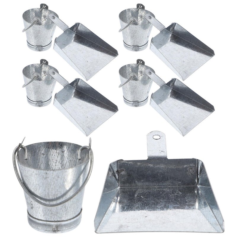 Miniature Metal Dustpan and Bucket Set for Dollhouse Decor DIY Crafts 10Pcs - Image 2